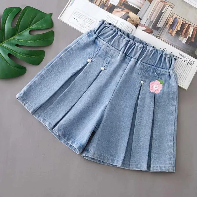 1PCS Girls Shorts Kids Denim Pants Casual Jeans Children Cartoon Printed Clothing Teenagers Short Trousers Kids Infant Gifts
