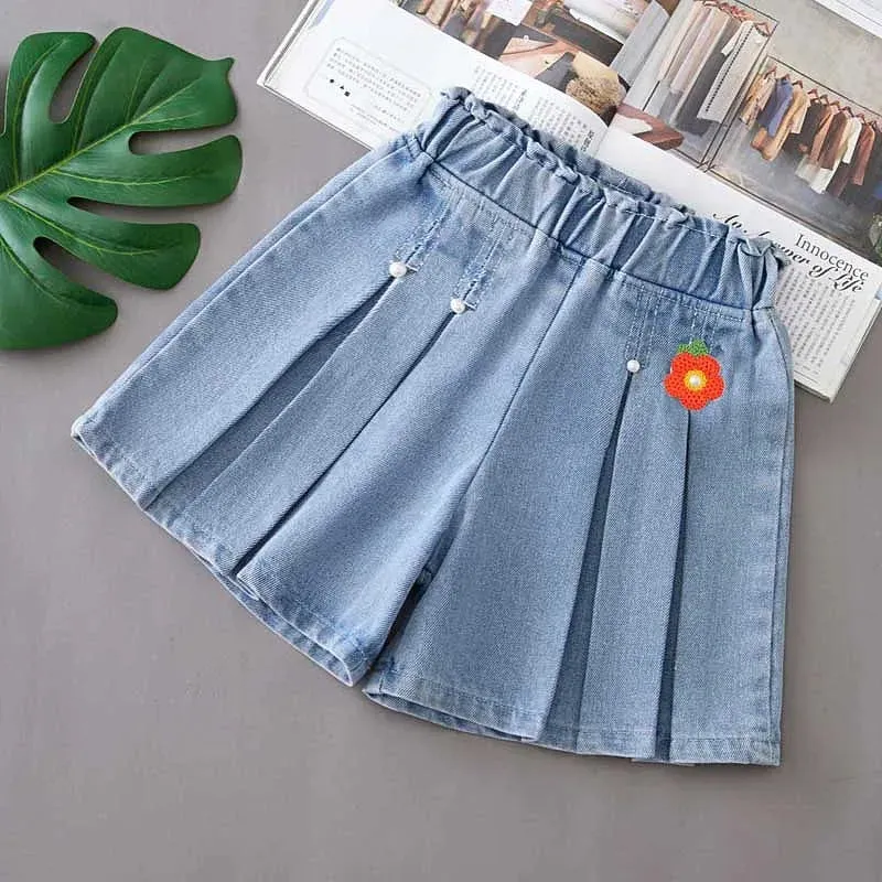 1PCS Girls Shorts Kids Denim Pants Casual Jeans Children Cartoon Printed Clothing Teenagers Short Trousers Kids Infant Gifts