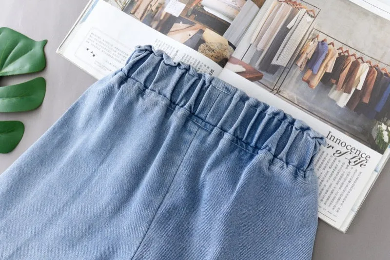 1PCS Girls Shorts Kids Denim Pants Casual Jeans Children Cartoon Printed Clothing Teenagers Short Trousers Kids Infant Gifts