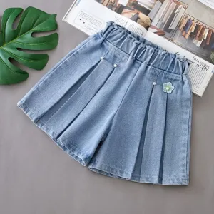 1PCS Girls Shorts Kids Denim Pants Casual Jeans Children Cartoon Printed Clothing Teenagers Short Trousers Kids Infant Gifts