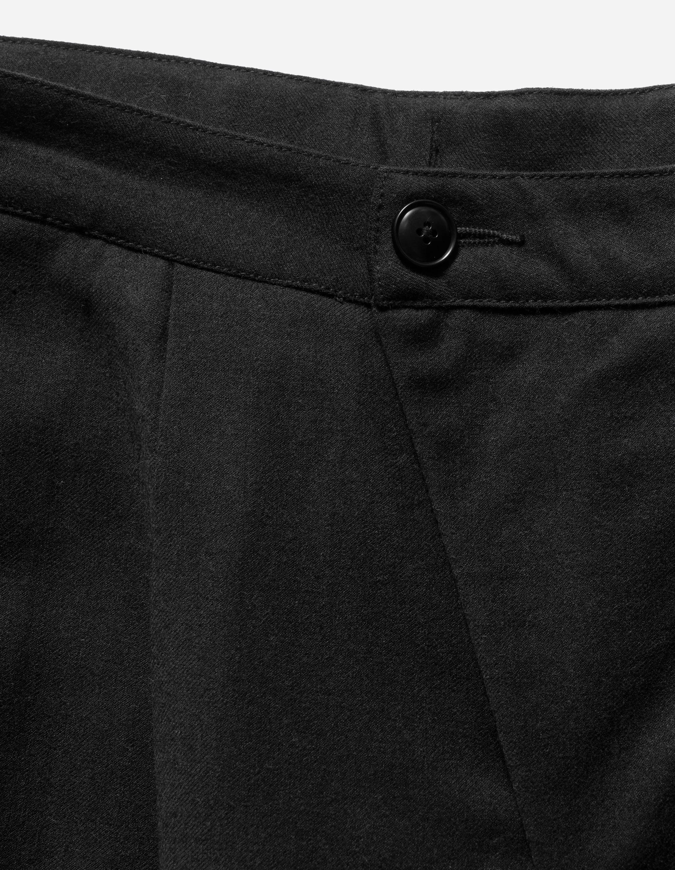 6058 Asymmetrical Wool Pleated Pants Black