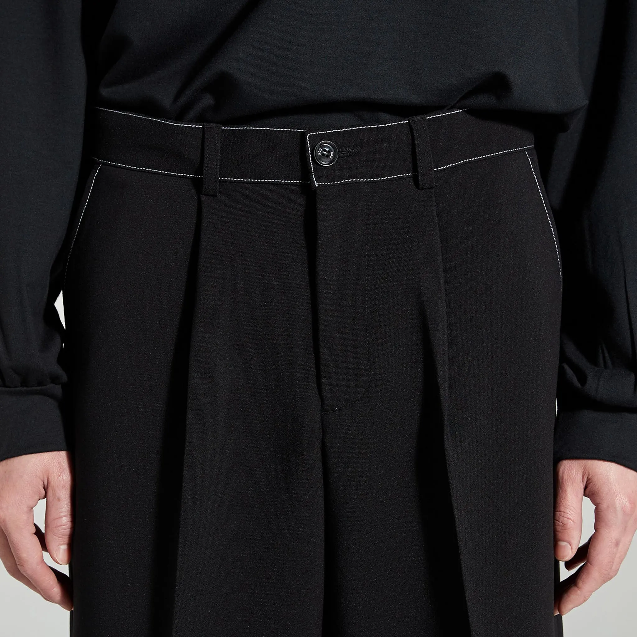 ADD Belt Stitch Extra Super Wide Trouser Black