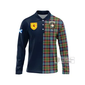 Aikenhead Tartan Long Sleeve Polo Shirt Alba with Scottish Lion Royal Arm Half Style