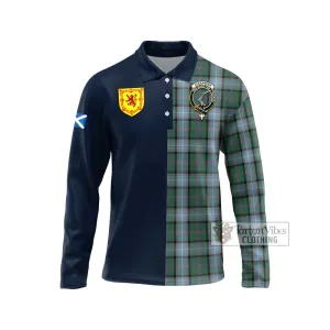 Alexander of Menstry Hunting Tartan Long Sleeve Polo Shirt Alba with Scottish Lion Royal Arm Half Style