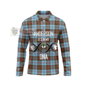 Anderson Ancient Tartan Long Sleeve Polo Shirt with Family Crest DNA In Me Style
