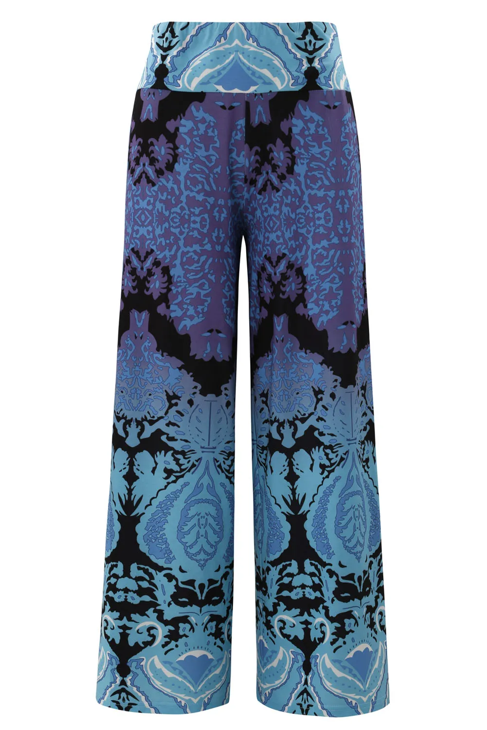 Aqua and Purple Printed Palazzo Pants