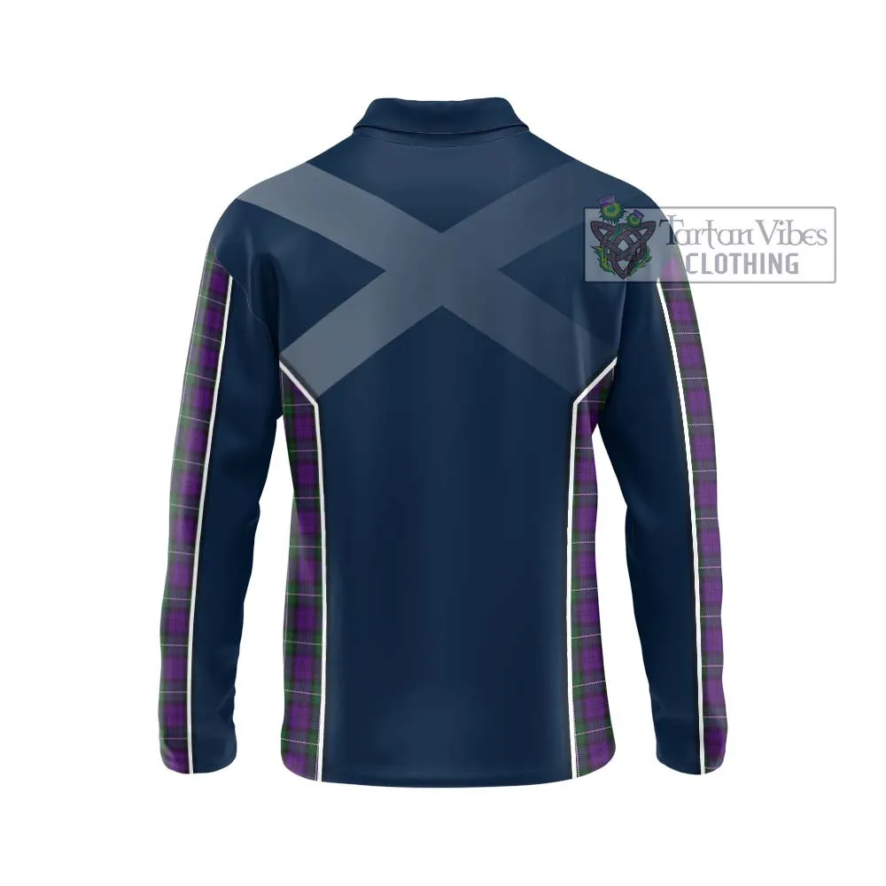 Baillie Highland Society Tartan Long Sleeve Polo Shirt with Family Crest and Lion Rampant Vibes Sport Style