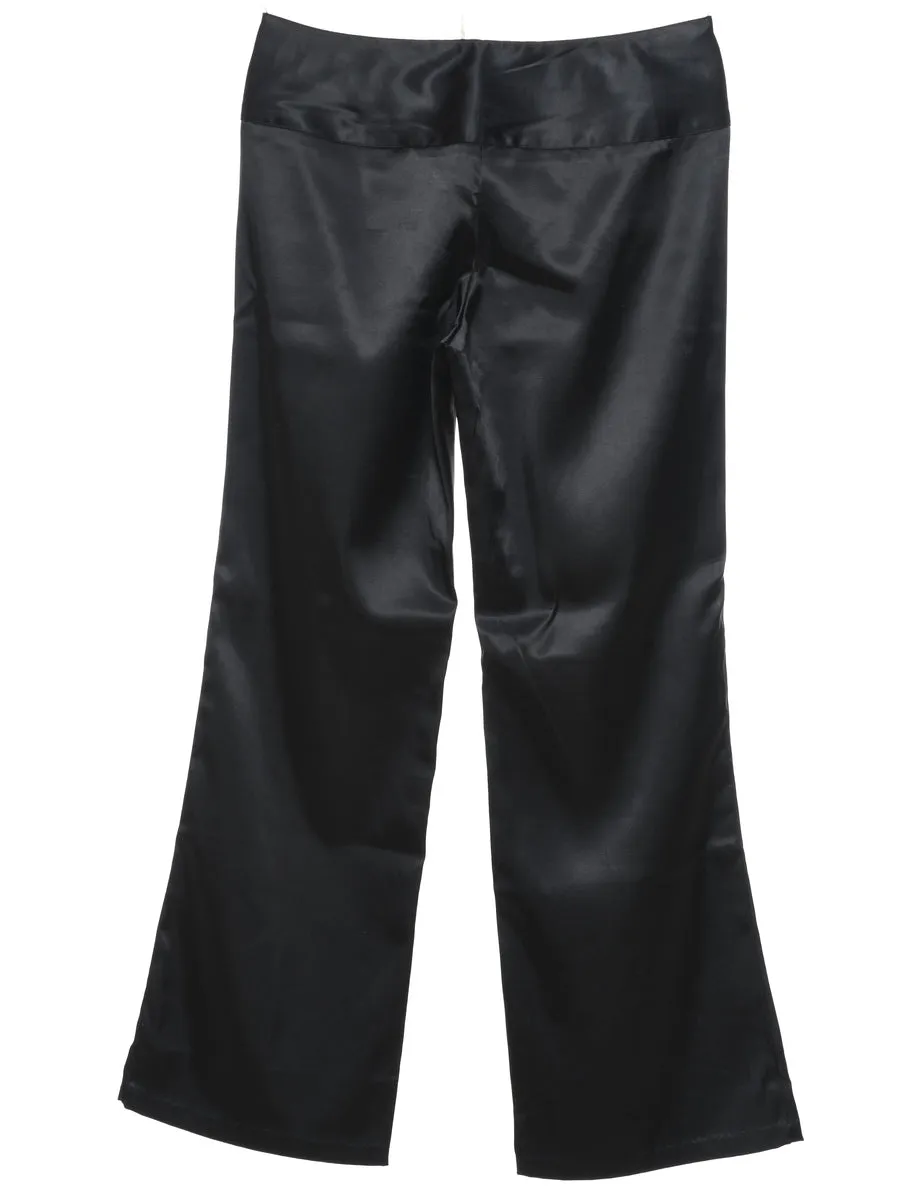 Black Y2K Buckle Detail Flared Trousers - W32 L29