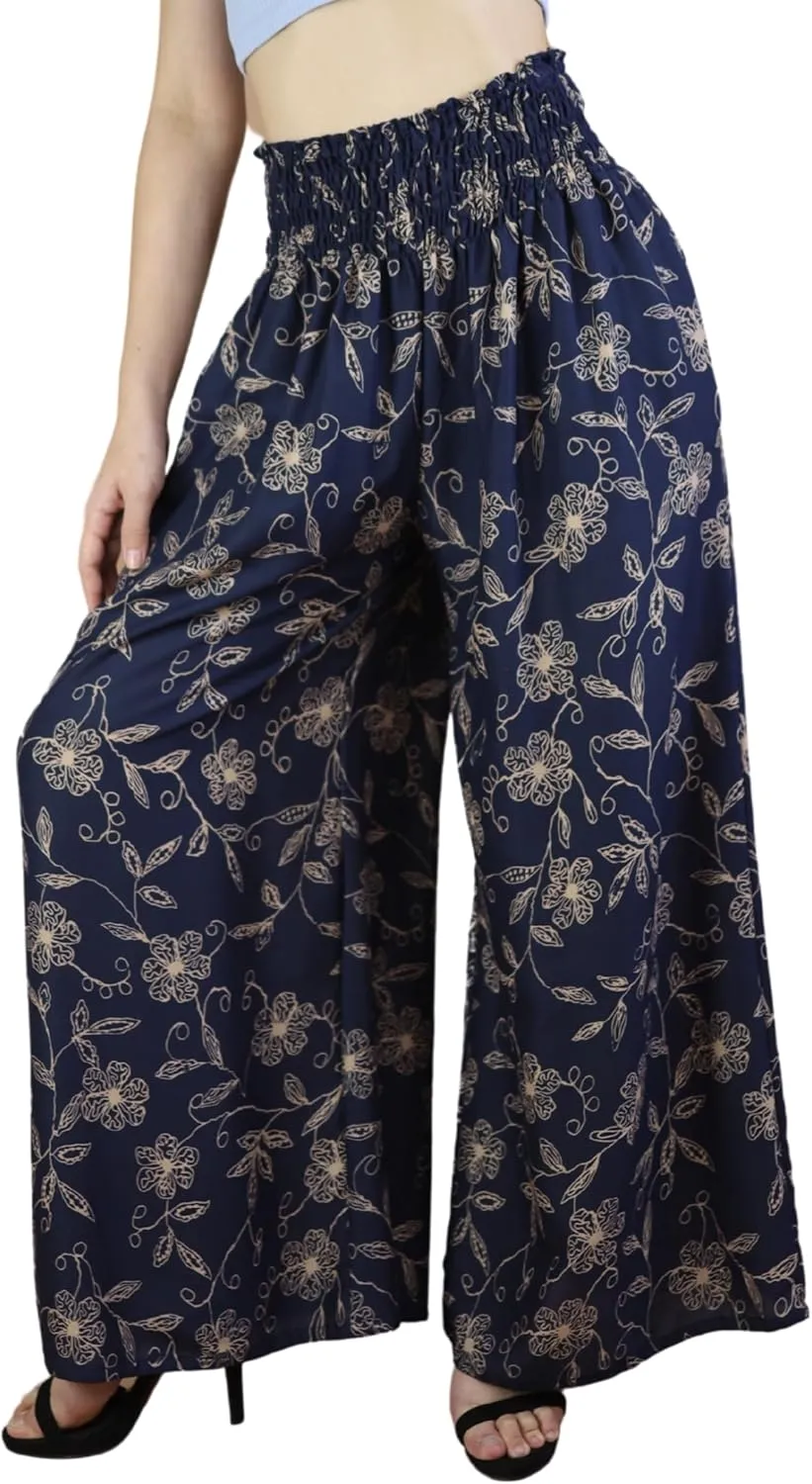 Boho Pants Palazzo Pants for Women with Pockets| Wide Leg high Waisted Flowy Pants for Women | Summer, Cruise, Vacation