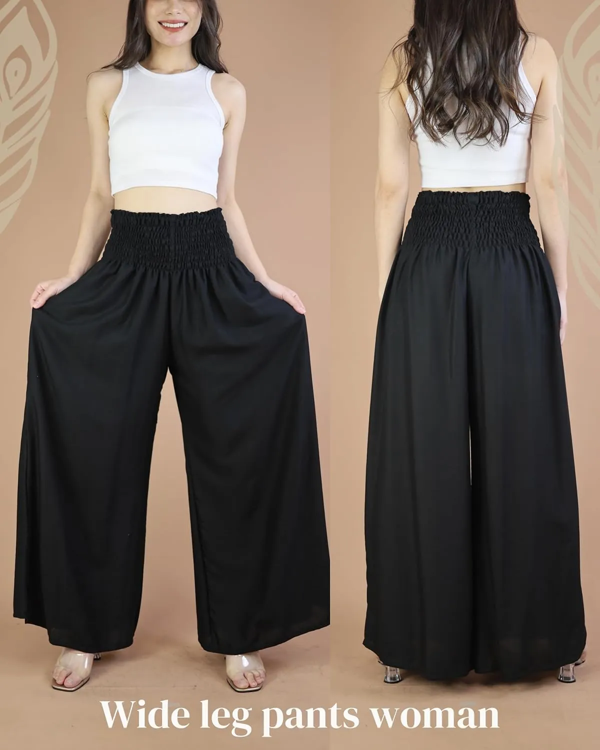 Boho Pants Palazzo Pants for Women with Pockets| Wide Leg high Waisted Flowy Pants for Women | Summer, Cruise, Vacation