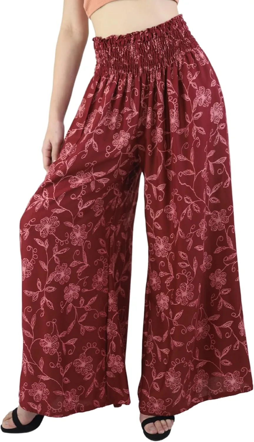 Boho Pants Palazzo Pants for Women with Pockets| Wide Leg high Waisted Flowy Pants for Women | Summer, Cruise, Vacation