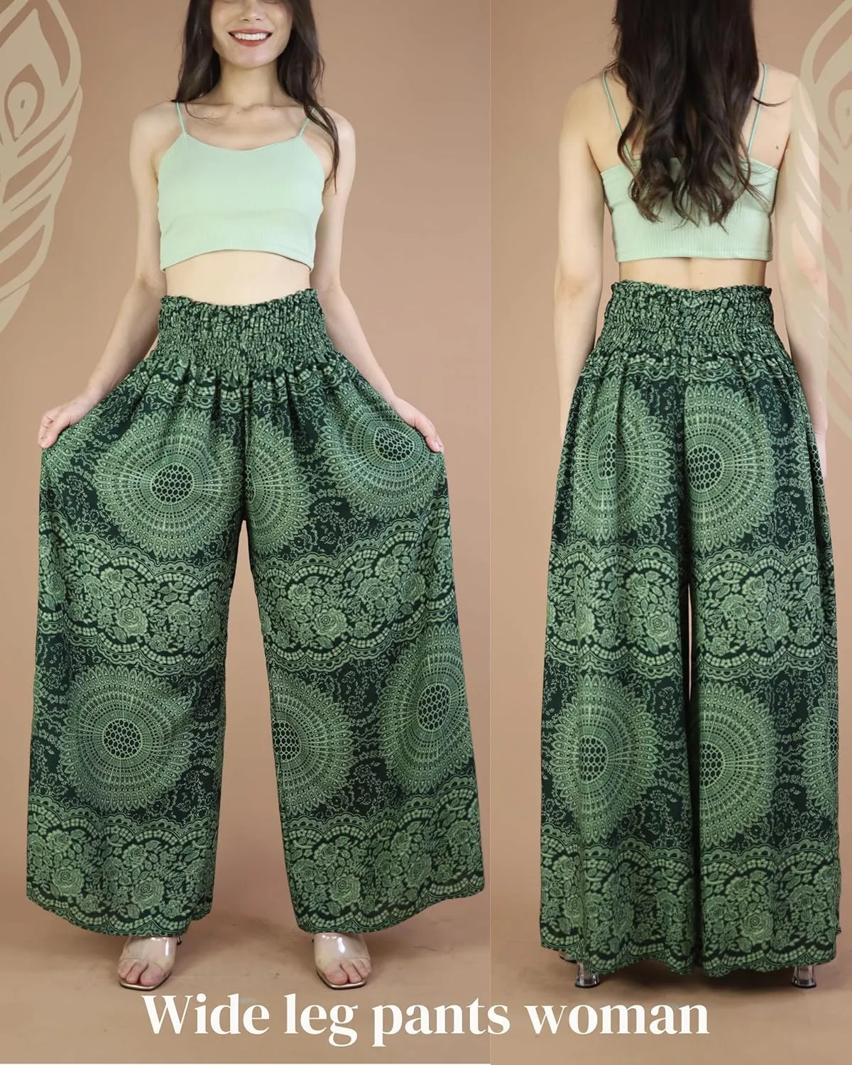 Boho Pants Palazzo Pants for Women with Pockets| Wide Leg high Waisted Flowy Pants for Women | Summer, Cruise, Vacation
