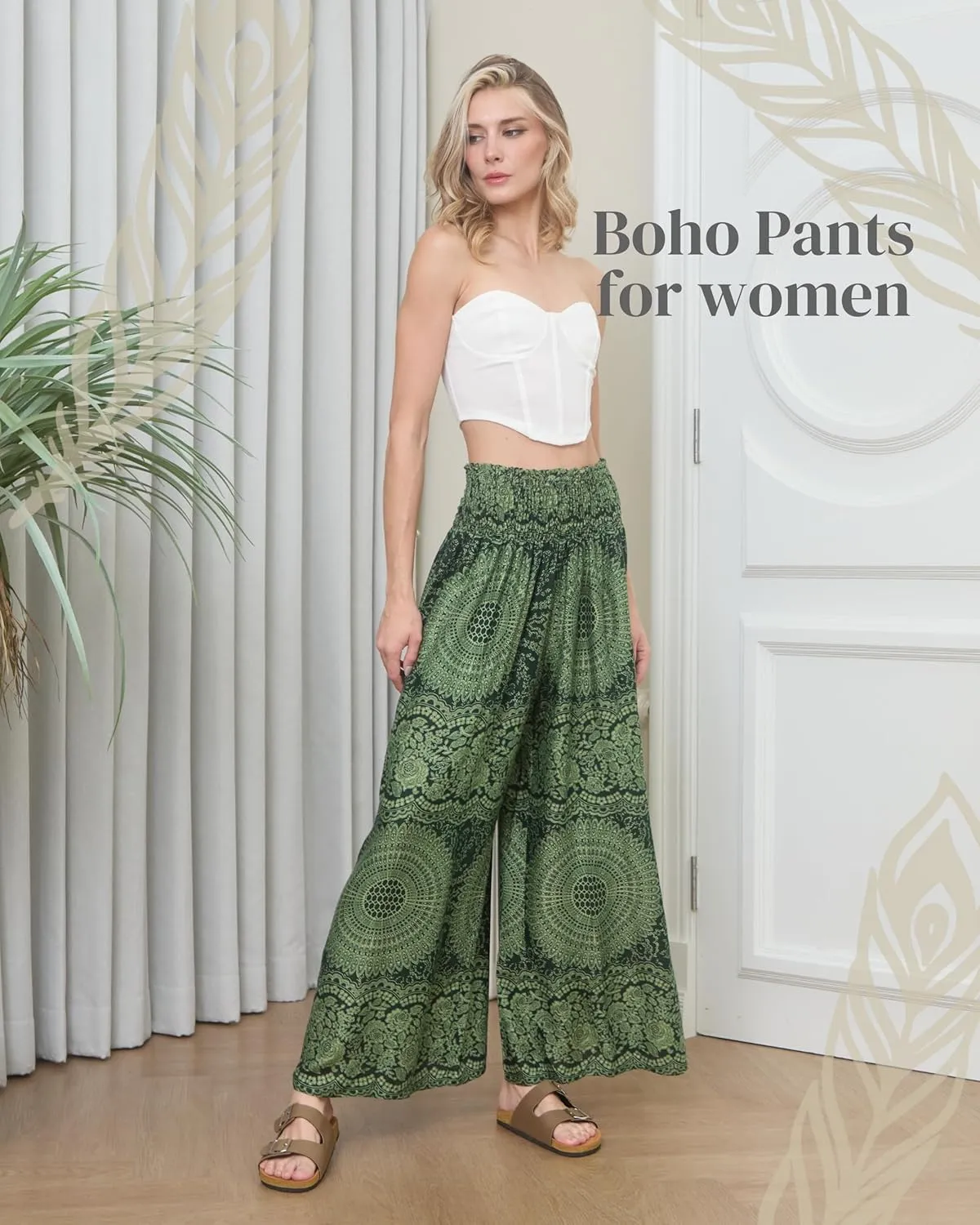 Boho Pants Palazzo Pants for Women with Pockets| Wide Leg high Waisted Flowy Pants for Women | Summer, Cruise, Vacation