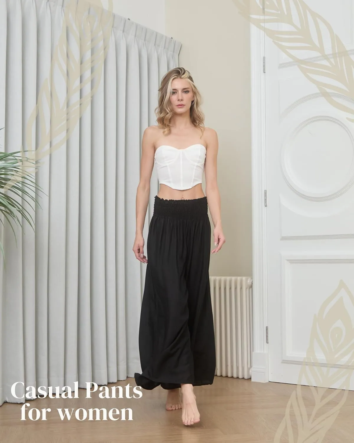 Boho Pants Palazzo Pants for Women with Pockets| Wide Leg high Waisted Flowy Pants for Women | Summer, Cruise, Vacation