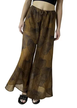 Cabaña Leaf Resort Style Chiffon Palazzo Pants Made in USA - Clearance Final Sale
