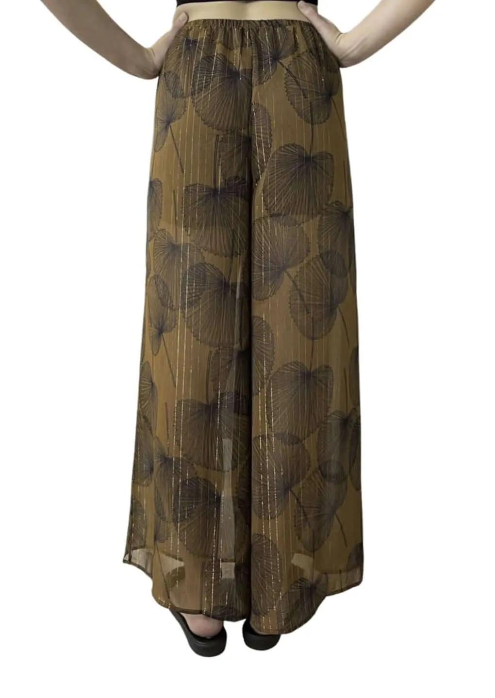 Cabaña Leaf Resort Style Chiffon Palazzo Pants Made in USA - Clearance Final Sale