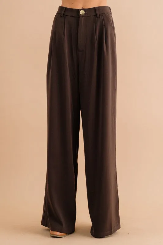 Cityscape Elegance Wide Leg High Waisted Pants
