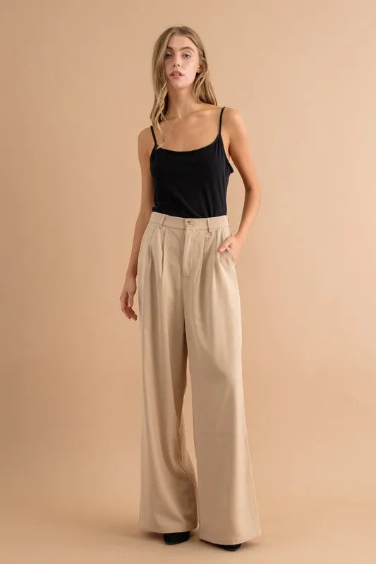 Cityscape Elegance Wide Leg High Waisted Pants