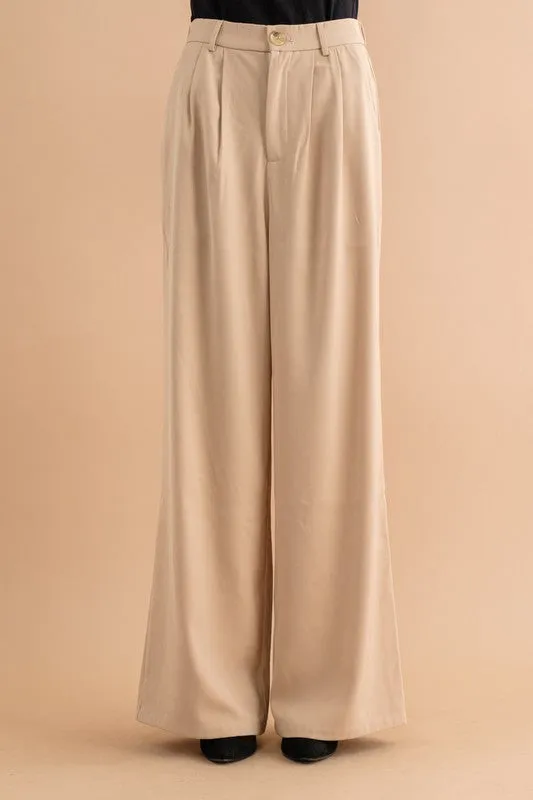Cityscape Elegance Wide Leg High Waisted Pants