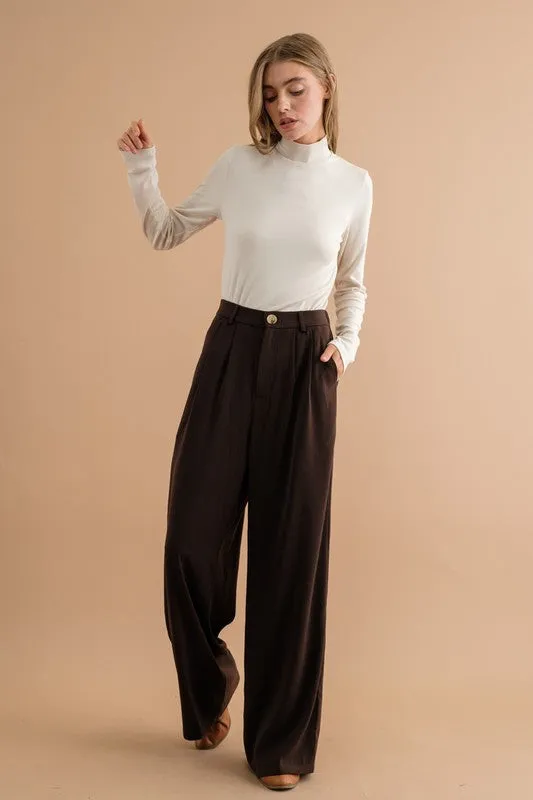 Cityscape Elegance Wide Leg High Waisted Pants