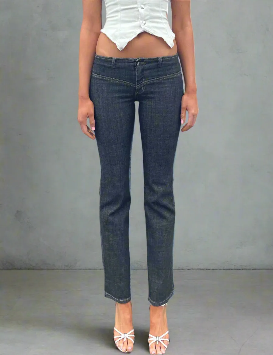 Corset Bootleg Jeans 2002. Low Rise. Dusty Black.
