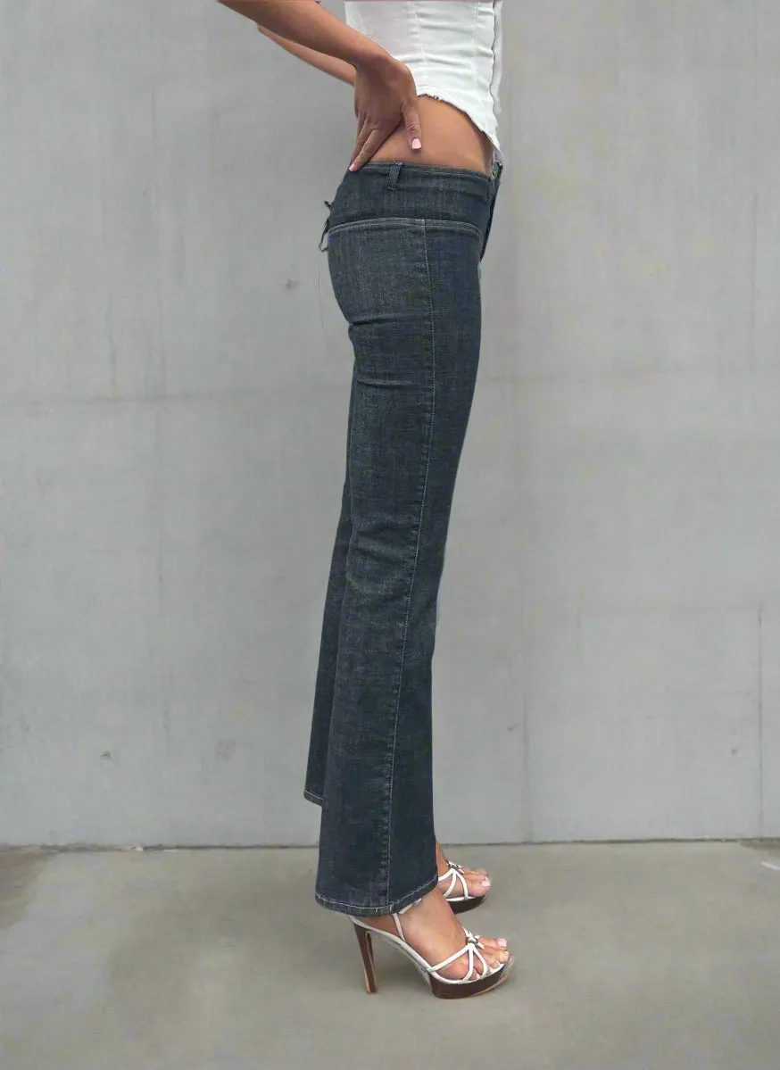 Corset Bootleg Jeans 2002. Low Rise. Dusty Black.