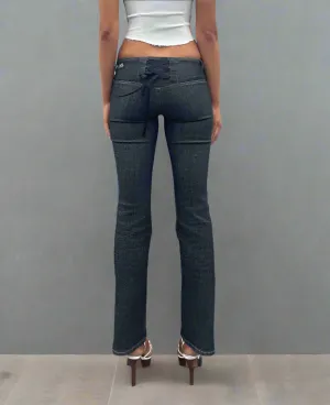 Corset Bootleg Jeans 2002. Low Rise. Dusty Black.
