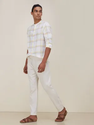 ETA Off-White Cotton Slim-Fit Mid-Rise Chinos