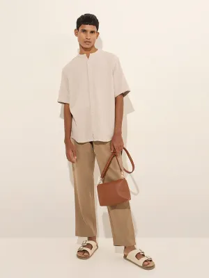 ETA Taupe Relaxed-Fit Mid-Rise Cotton Blend Chinos