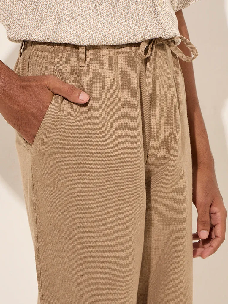 ETA Taupe Relaxed-Fit Mid-Rise Cotton Blend Chinos