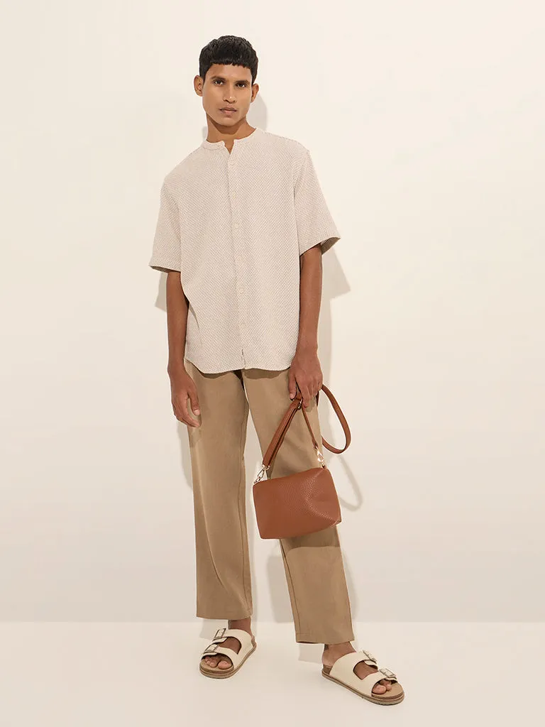 ETA Taupe Relaxed-Fit Mid-Rise Cotton Blend Chinos