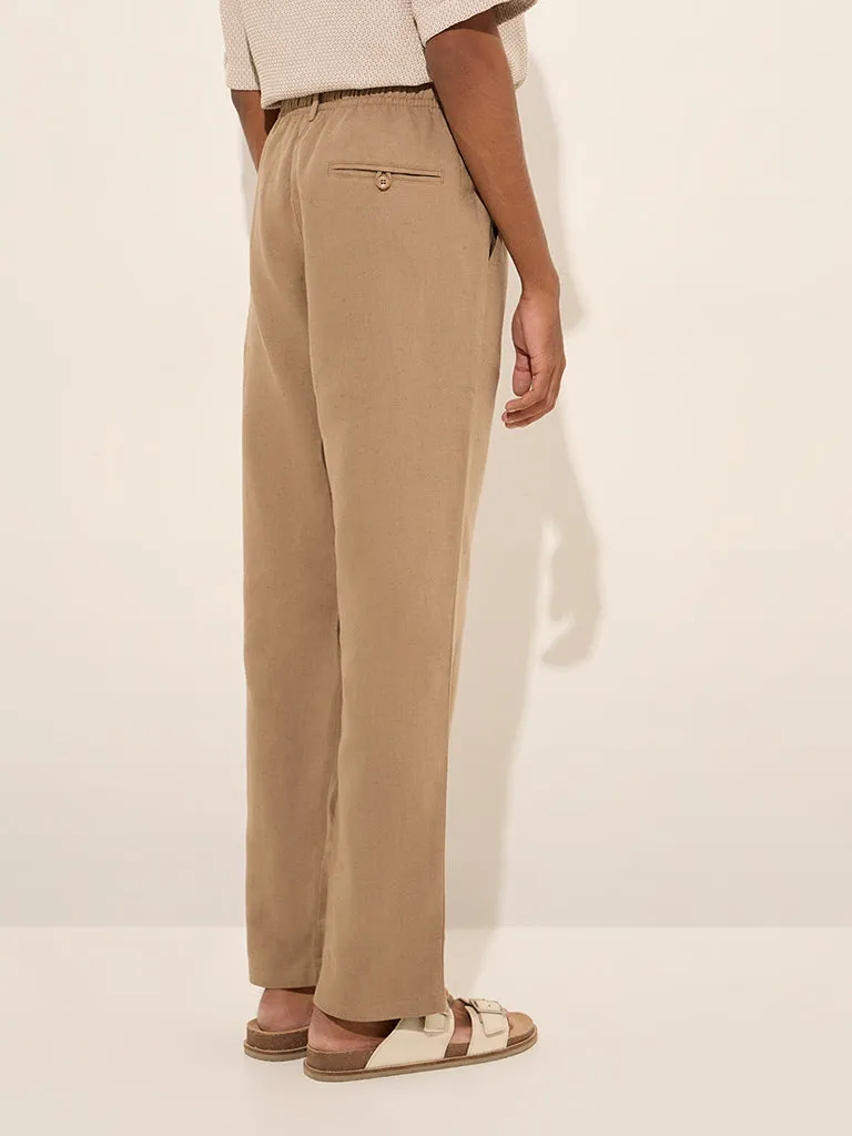ETA Taupe Relaxed-Fit Mid-Rise Cotton Blend Chinos