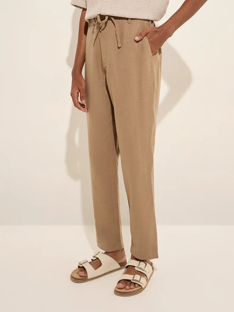 ETA Taupe Relaxed-Fit Mid-Rise Cotton Blend Chinos