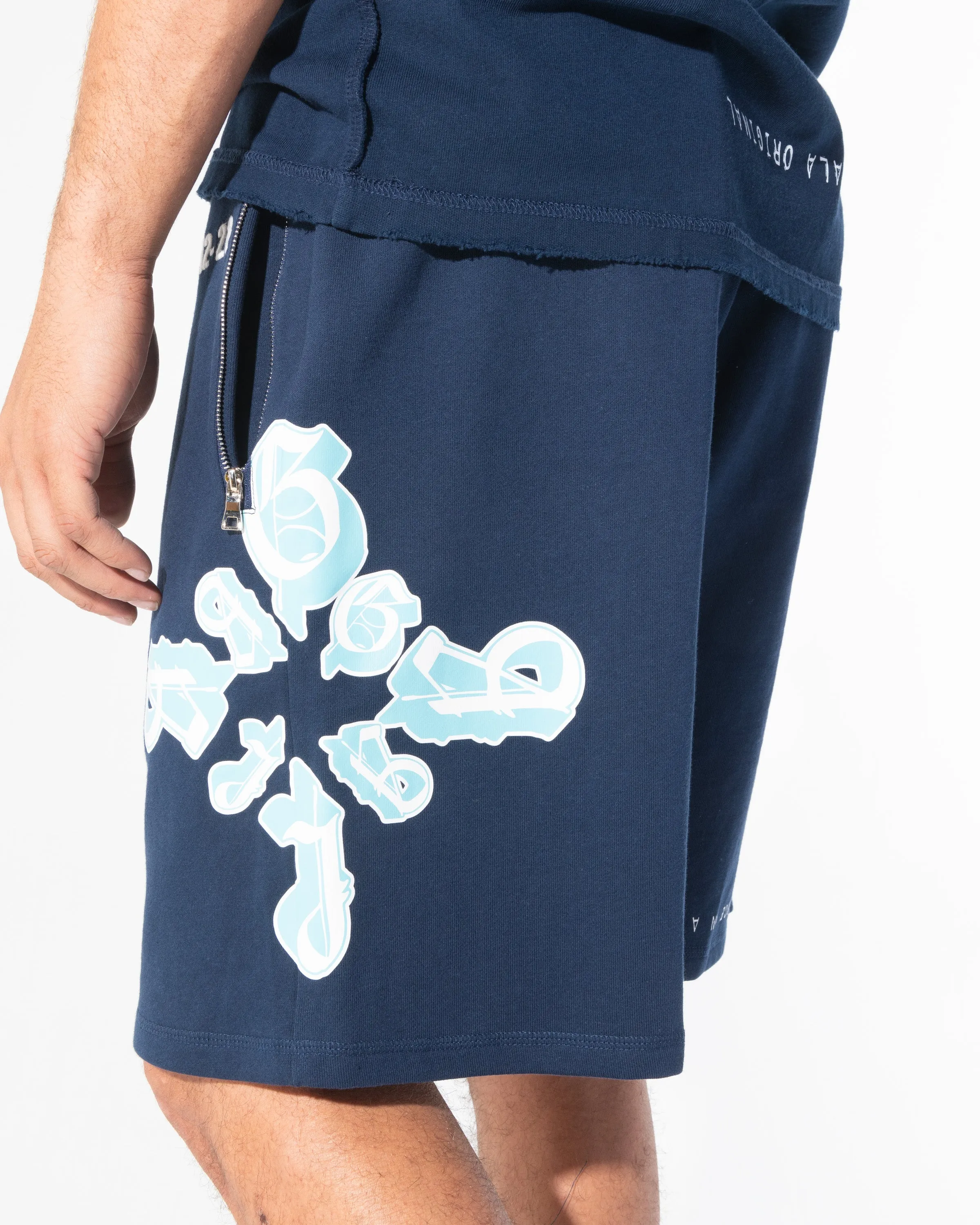 FALLEN STAR SHORTS (NAVY)