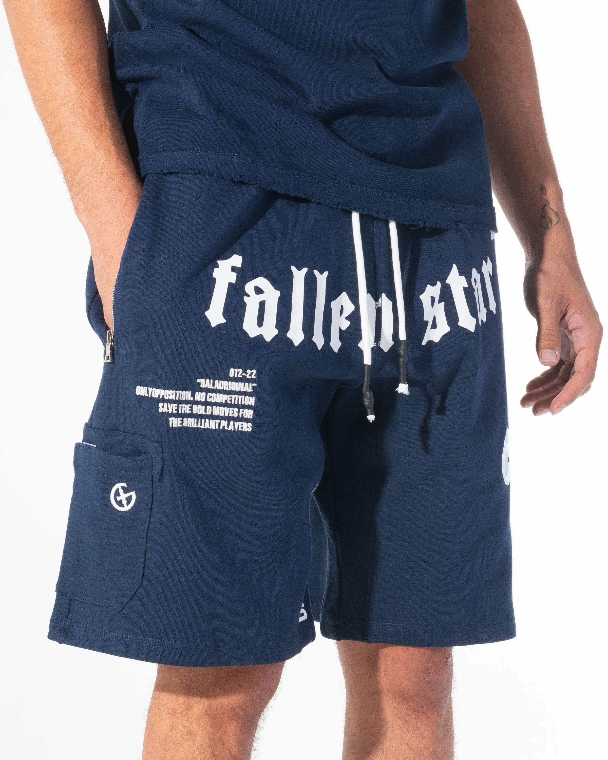 FALLEN STAR SHORTS (NAVY)