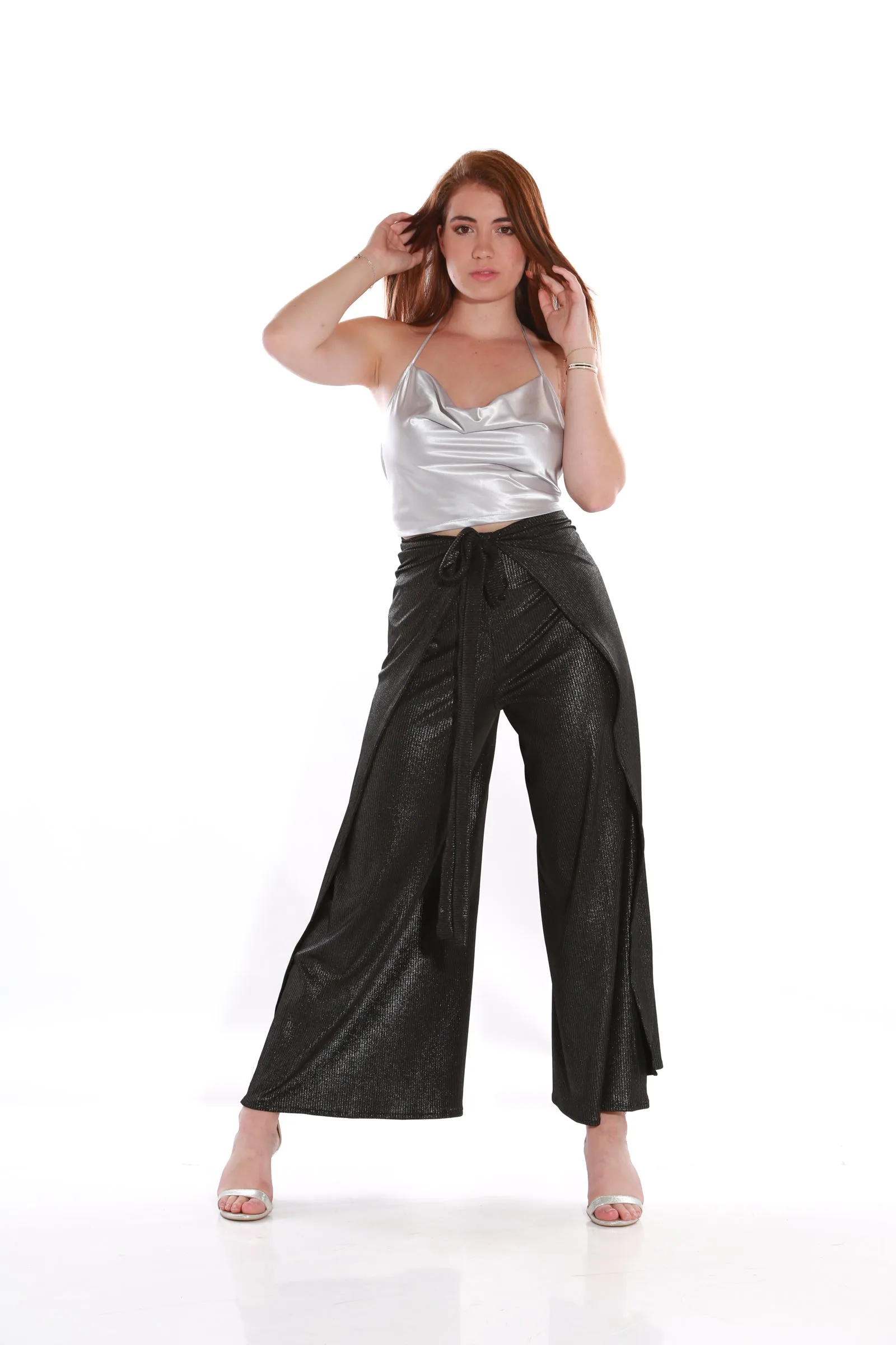 Happy Wrap Pants/Jumpsuit - Black glitter
