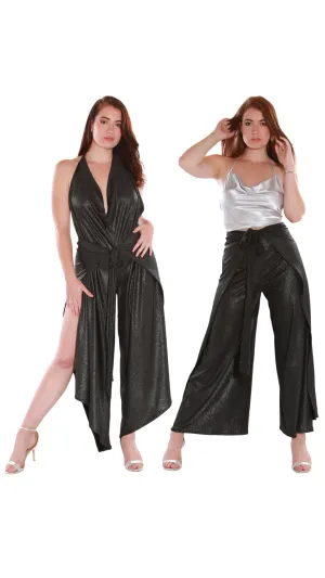 Happy Wrap Pants/Jumpsuit - Black glitter