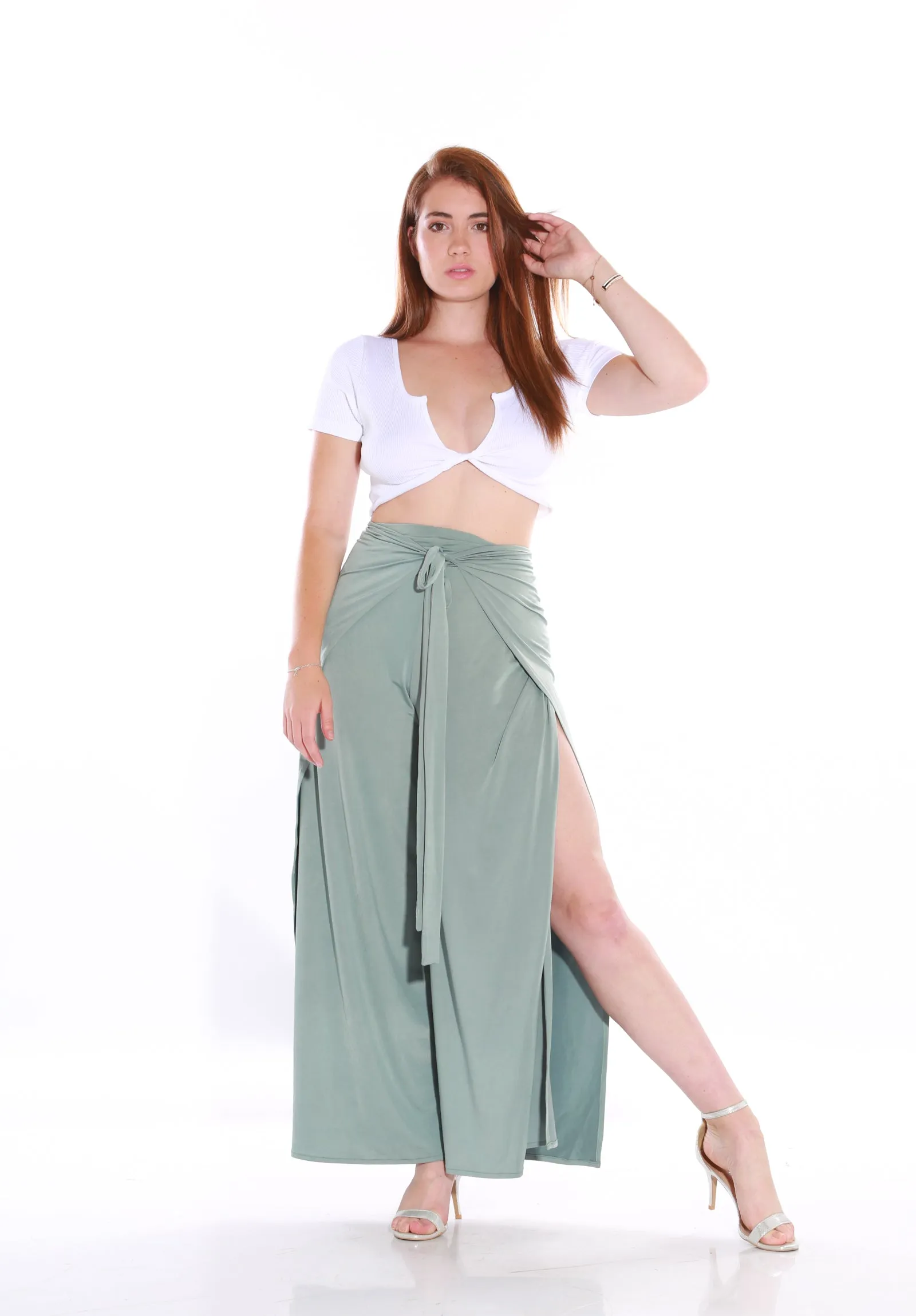 Happy Wrap Pants/Jumpsuit - Olive sheen