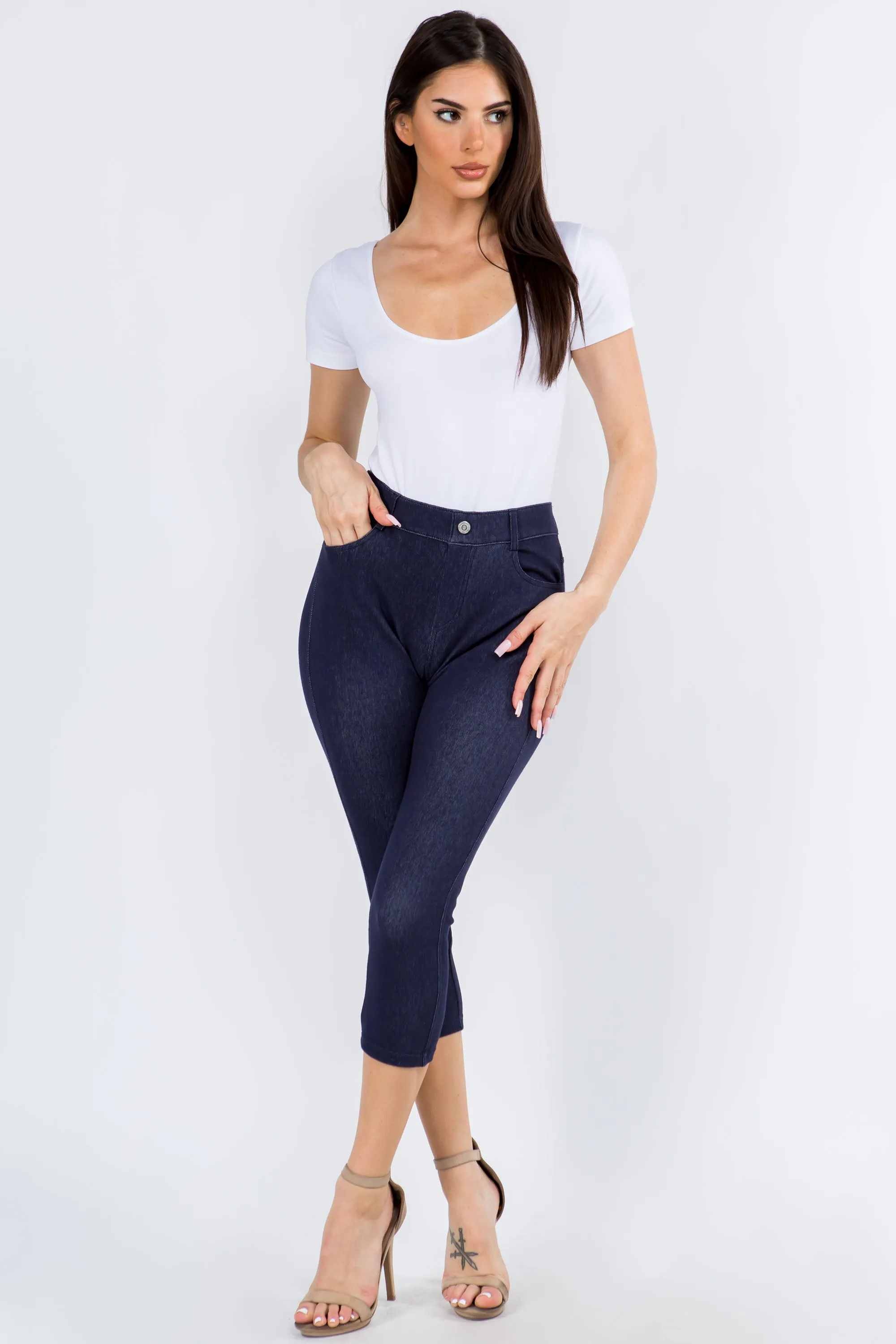 High-Rise Capri 5-Pocket Jeggings