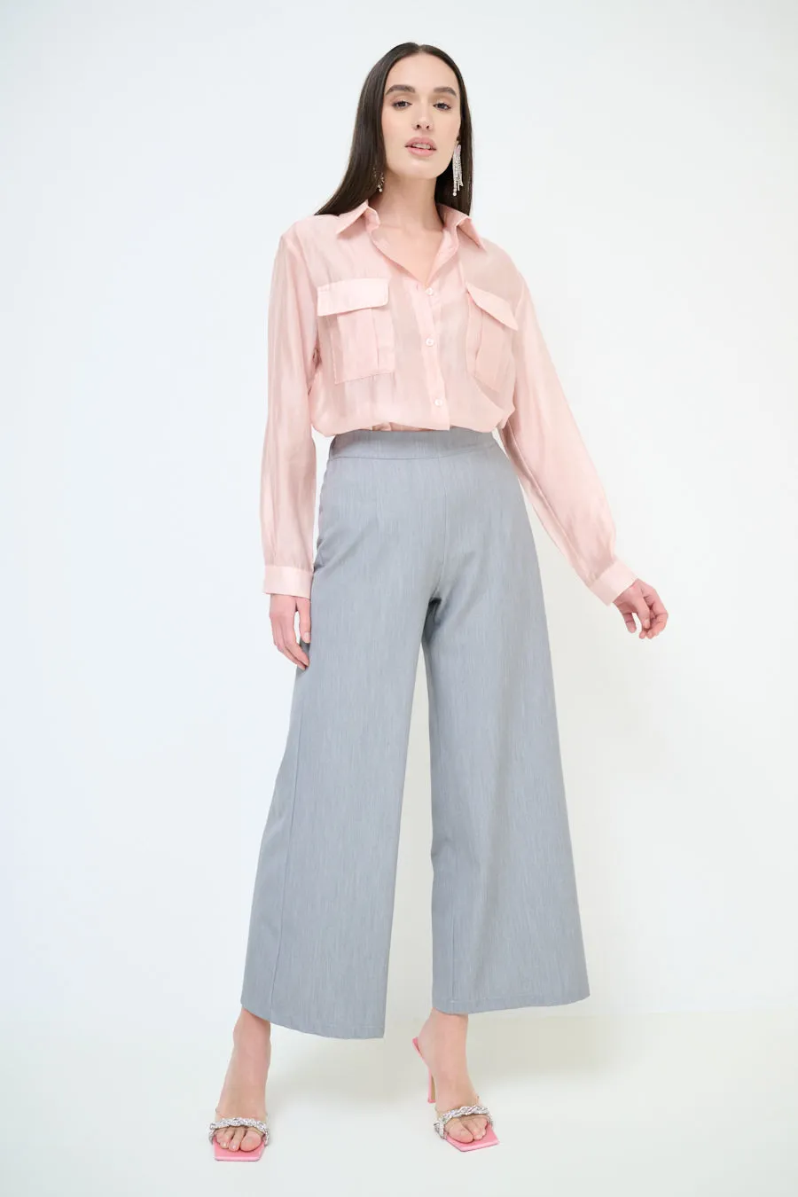 High-waisted wide leg flowy trousers wholesale