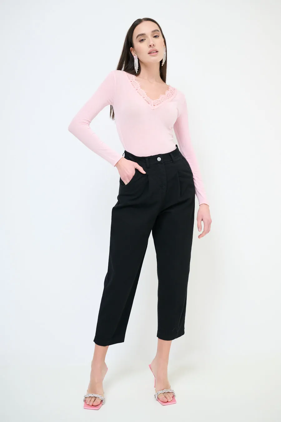 High-waisted wide leg flowy trousers wholesale