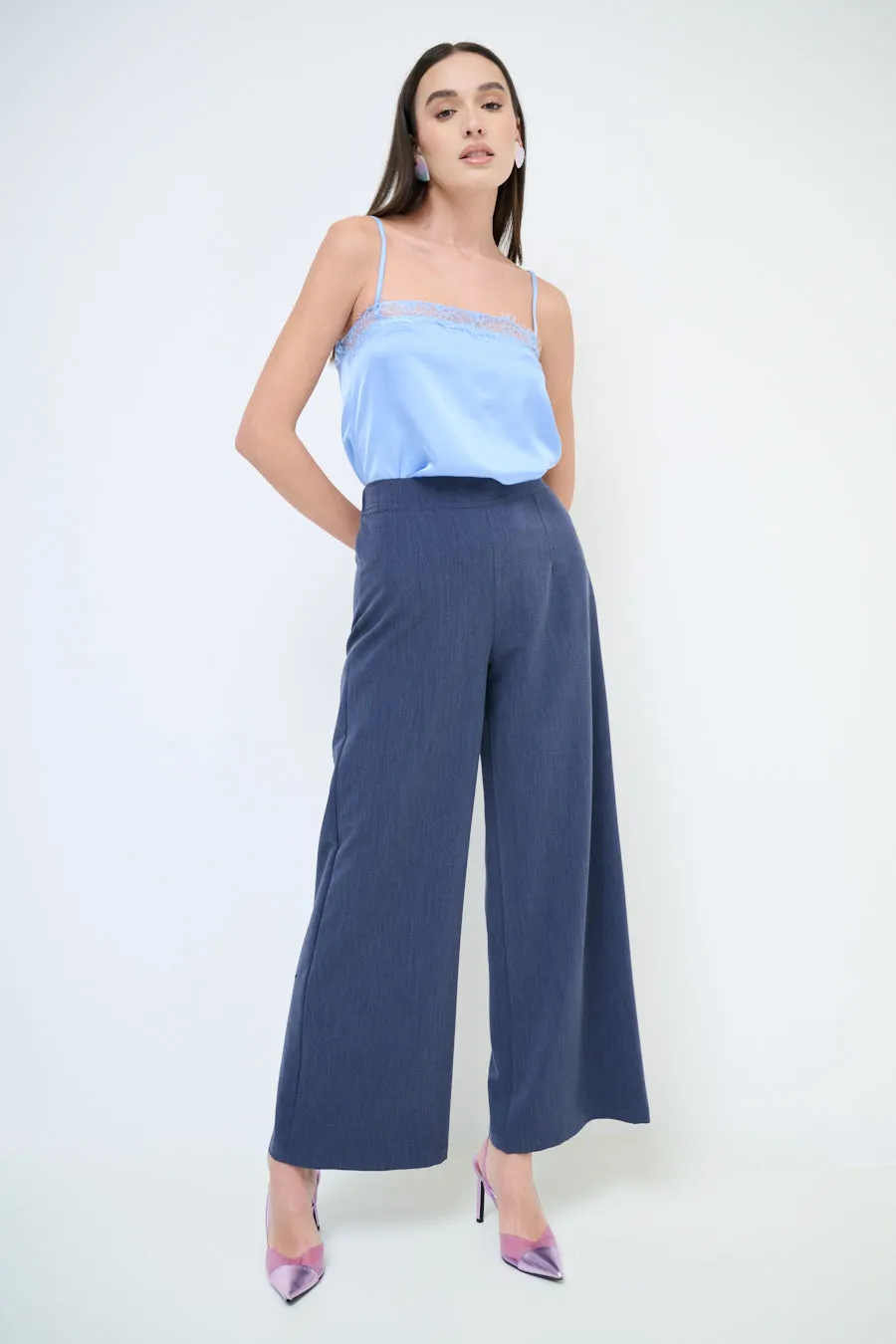 High-waisted wide leg flowy trousers wholesale