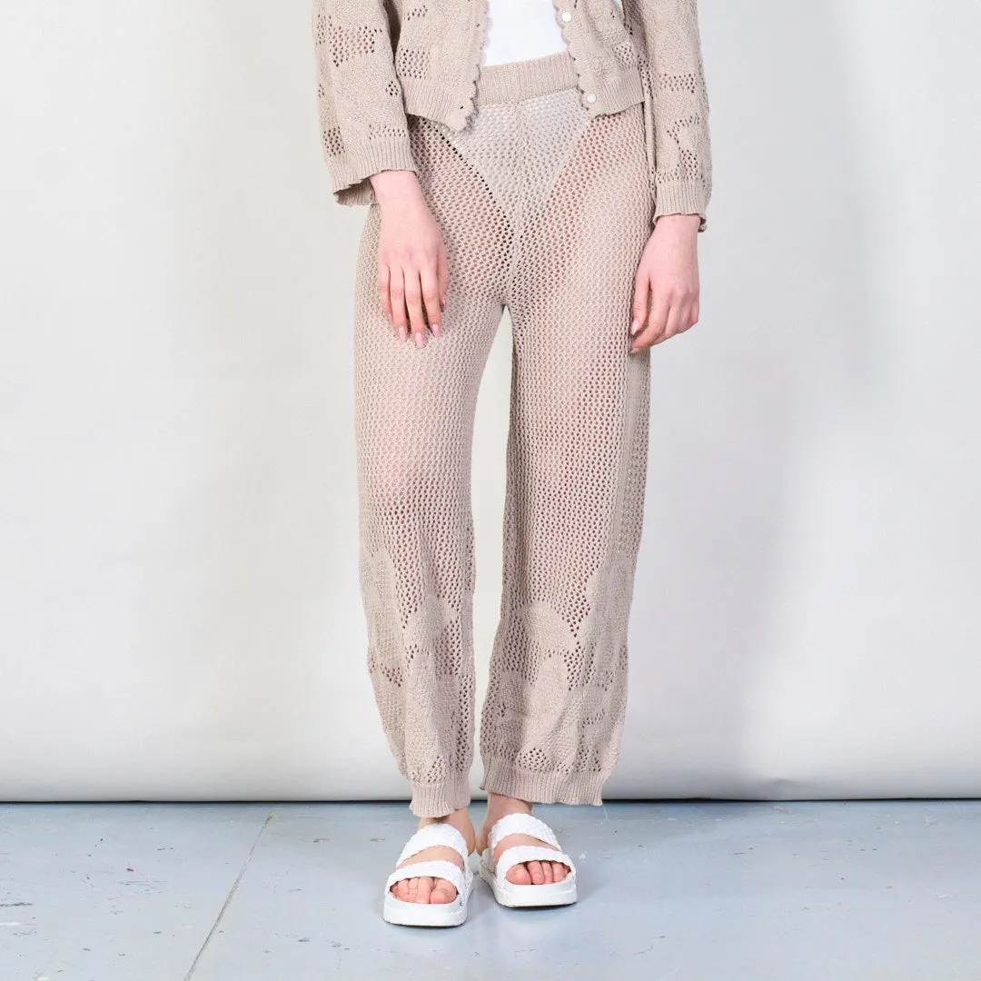 Knitted mesh wide-leg pants with boho style wholesale