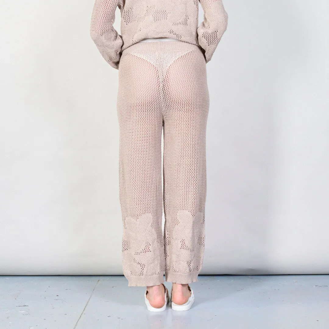 Knitted mesh wide-leg pants with boho style wholesale
