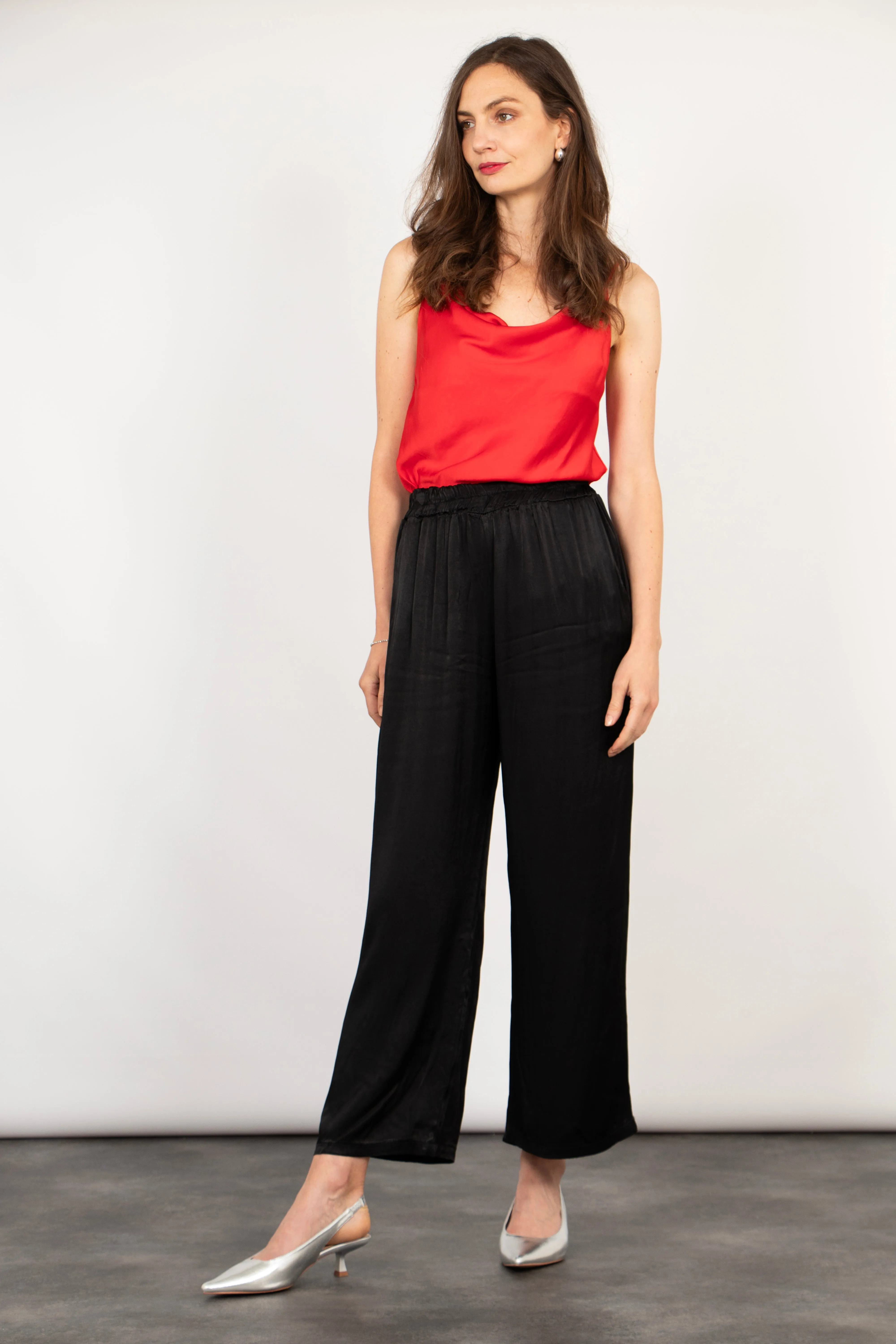 Lily Wide Leg Trousers - Black