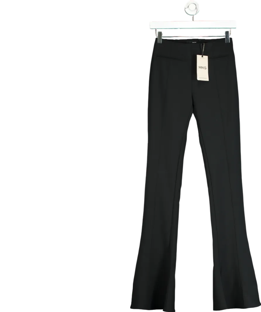 MANGO Black Flared Wool Trousers UK 4