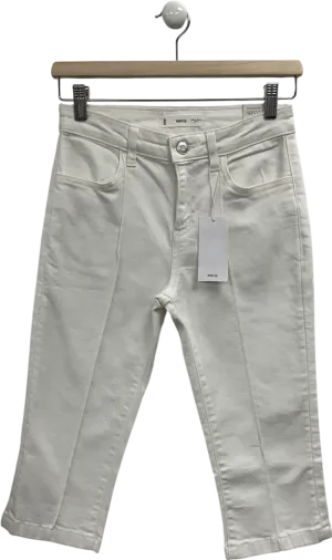 MANGO White Skinny Mid-waist Tight Fit Capri Jeans UK 8