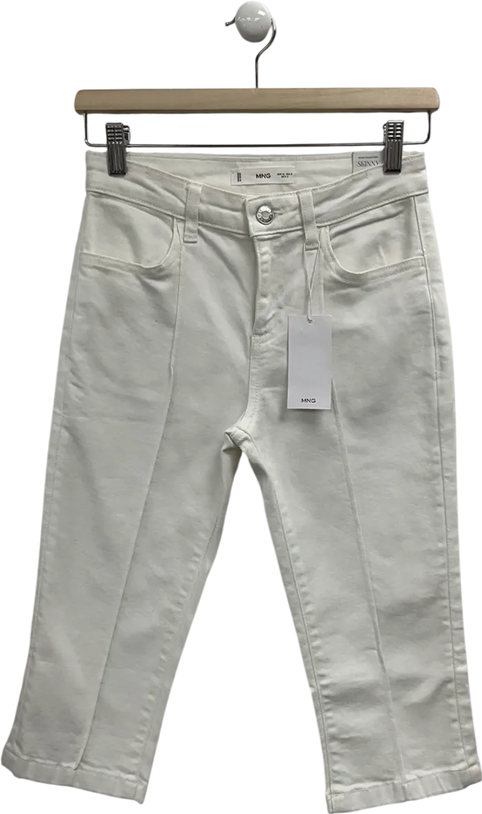 MANGO White Skinny Mid-waist Tight Fit Capri Jeans UK 8