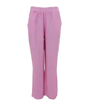 Melina Wide Linen Pant - Pink