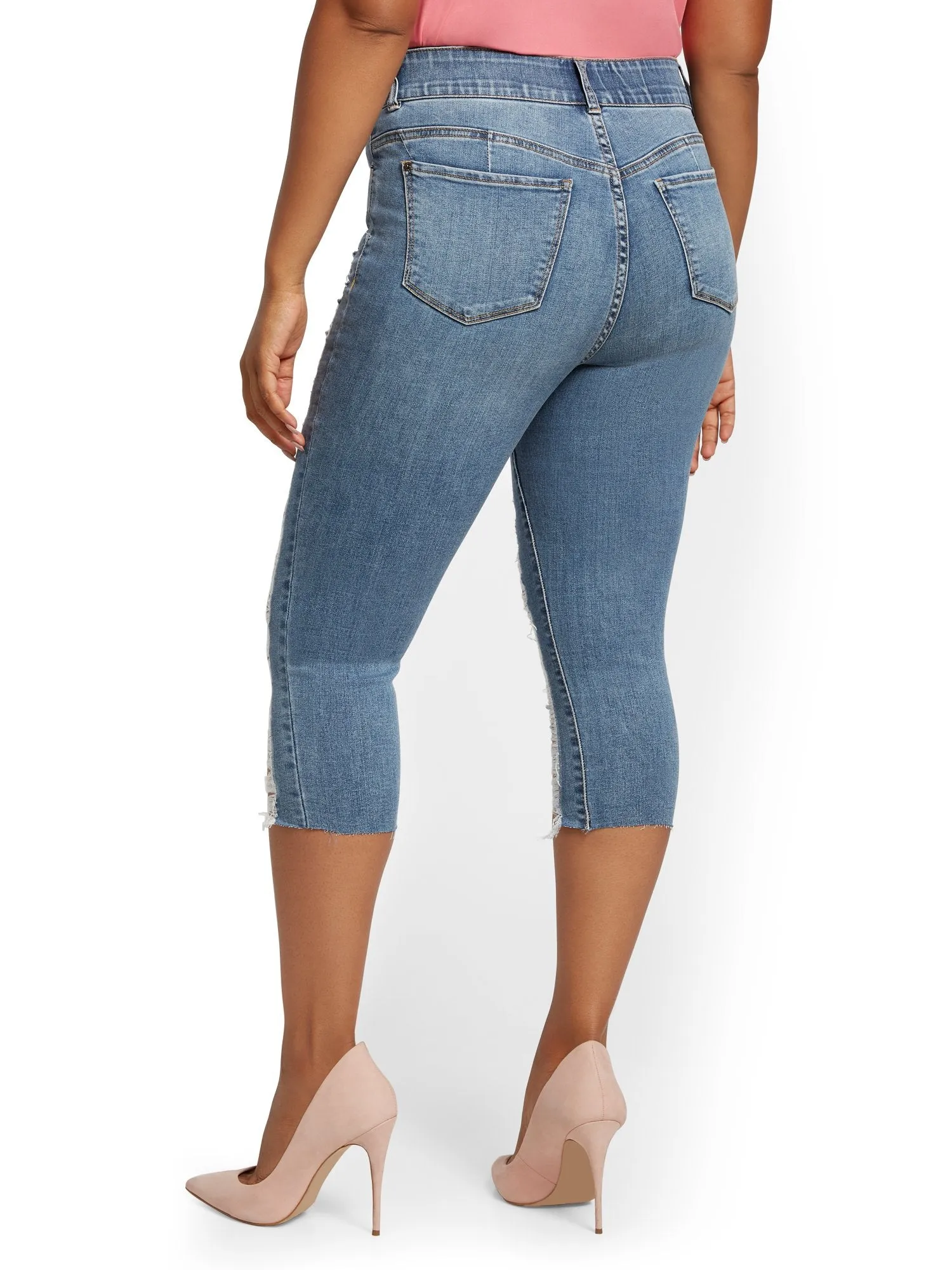 Mya Curvy High-Waisted Sculpting No Gap Super-Skinny Capri Jeans - Light Indigo